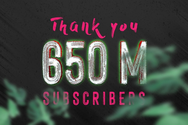 650 Million subscribers celebration greeting banner with horror design