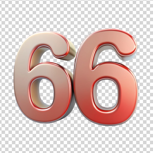 66 number Isolated on transparent background