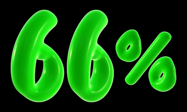 66 percent with green color for sale discount promotion and business concept