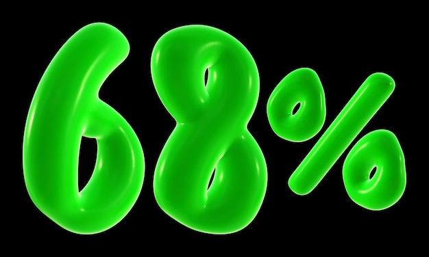 68 percent with green color for sale discount promotion and business concept