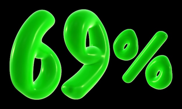 69 percent with green color for sale discount promotion and business concept