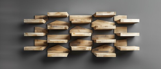 7 Horizontal Shelves of Equal Length Arranged Creatively