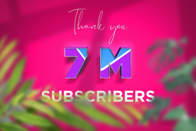 7 million subscribers celebration greeting banner with blue purple design