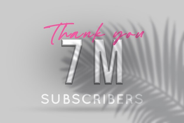 7 million subscribers celebration greeting banner with silver design