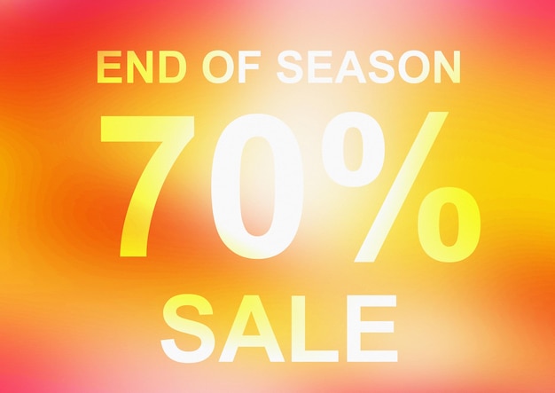 70% off sale design banner promotion on colorful background. End of season sale background