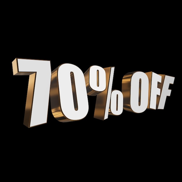 70 percent off 3d letters on black background