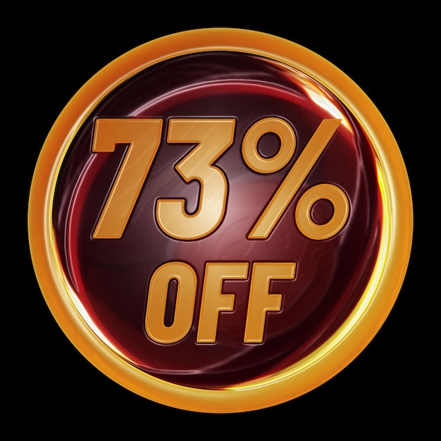 73 percent off on round sign for discount promotion offer and sale concept