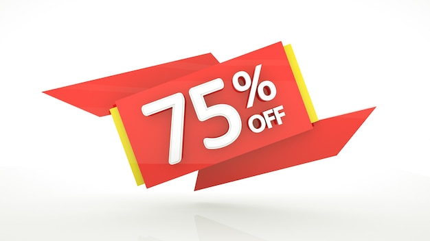 75 percent off  Red digits banner template seventy five percent Sale discount coupon