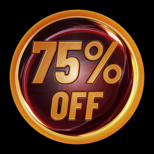 75 percent off on round sign for discount promotion offer and sale concept