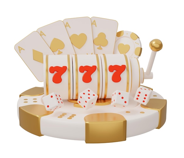 777 casino poker 3d render minimal creative gambling illustration