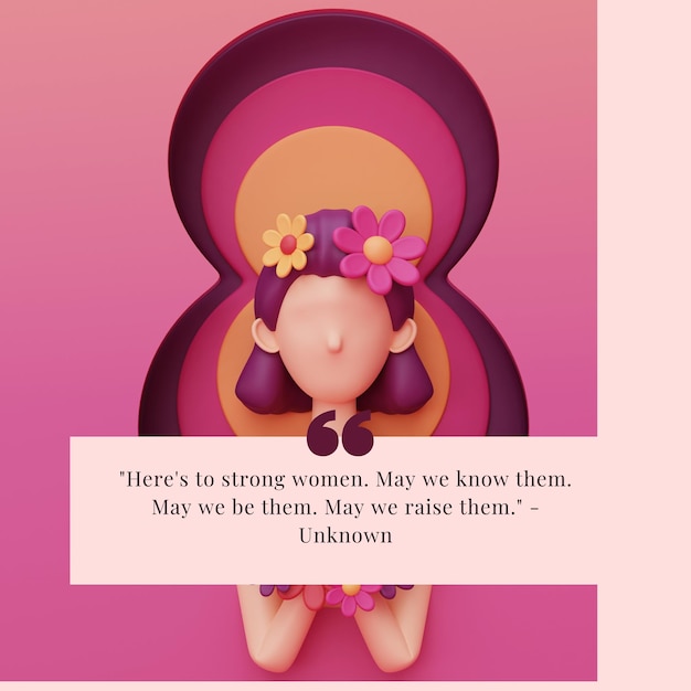 8 March international Womens Day Greeting Card Design adorable