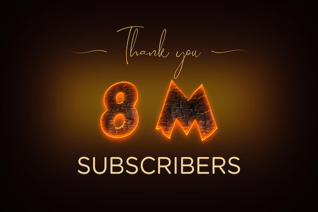 8 Million subscribers celebration greeting banner with coal design