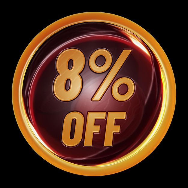 8 percent off on round sign for discount promotion offer and sale concept