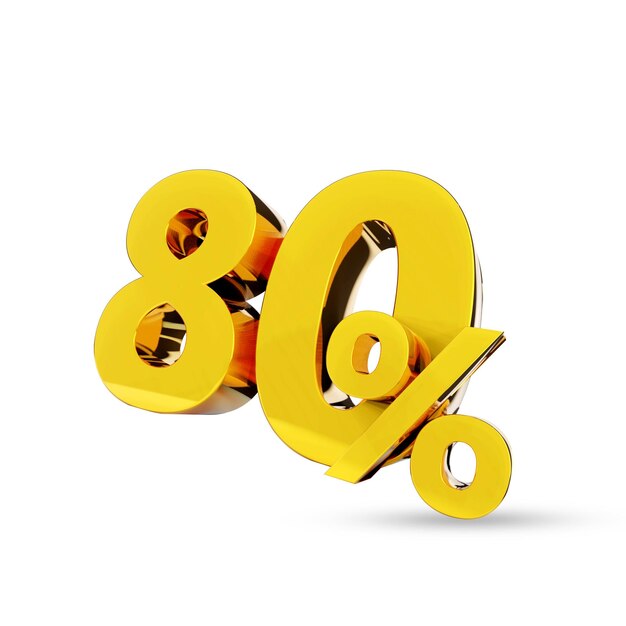 80 Golden symbol 3D render