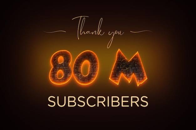 80 Million subscribers celebration greeting banner with coal design