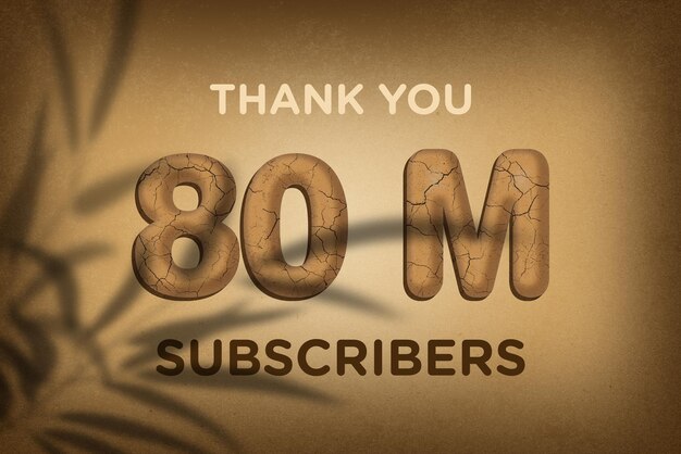 80 Million subscribers celebration greeting banner with mud design