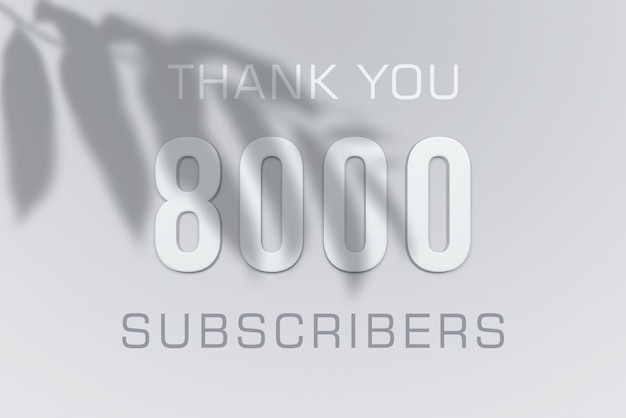 8000 subscribers celebration greeting banner with minimal design