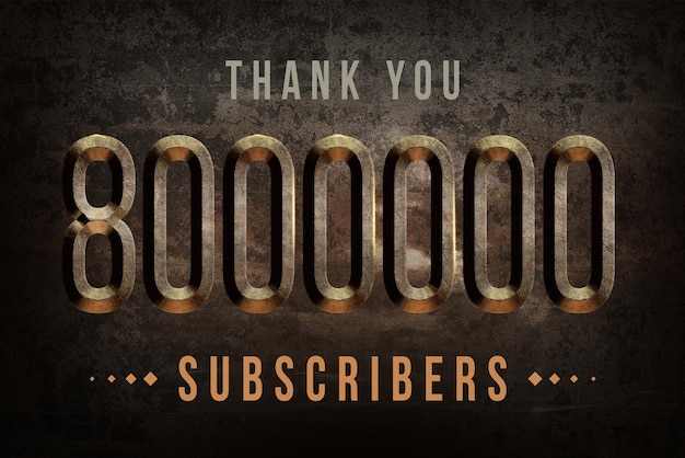 8000000 subscribers celebration greeting banner with historical design