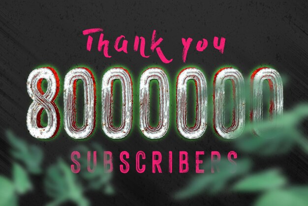 8000000 subscribers celebration greeting banner with horror design