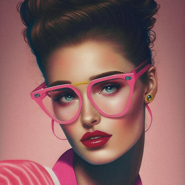 80s and 90s Vibes Fashion and Style Vintage and Retro Girl illustartion granular texture