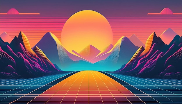 80s retros futuristic background