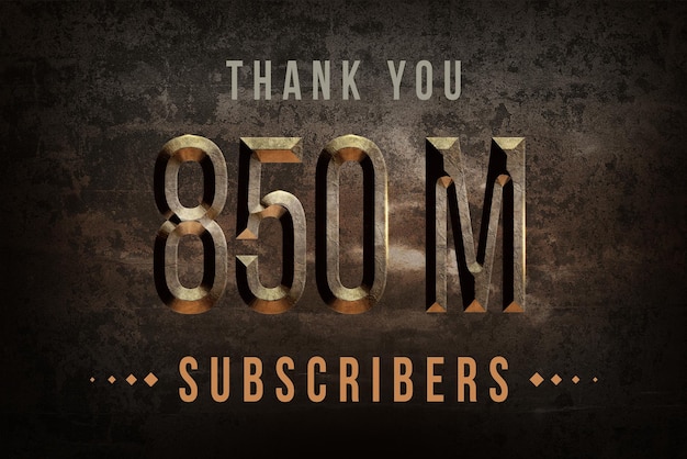 850 Million subscribers celebration greeting banner with historical design