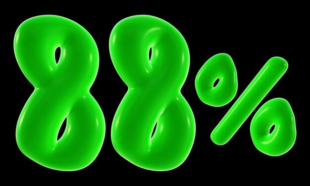 88 percent with green color for sale discount promotion and business concept