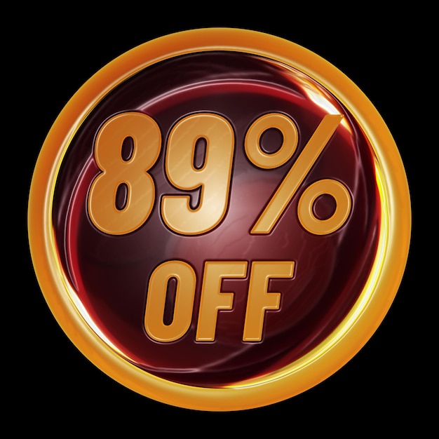 89 percent off on round sign for discount promotion offer and sale concept