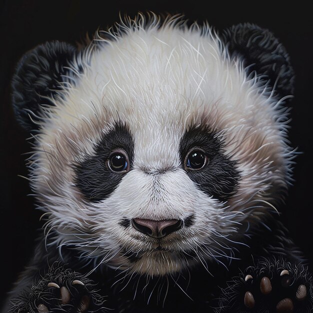 8h majestic onemonthold baby giant panda cub face anatomically correct photo realistic sharp fo