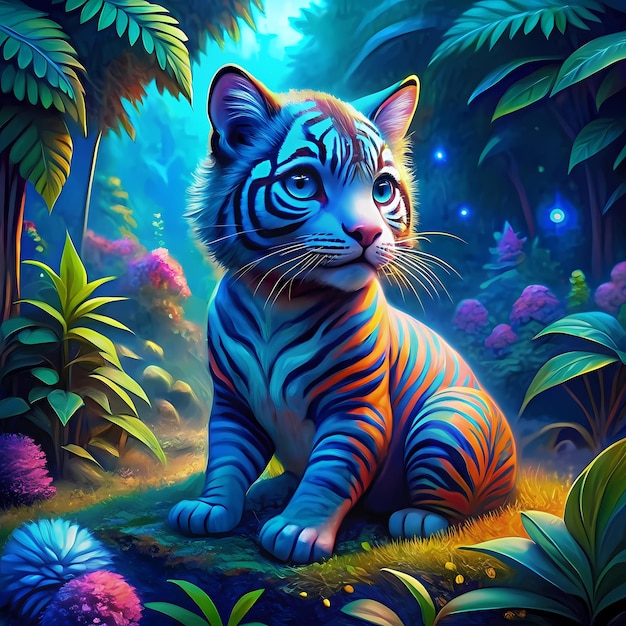 8k 3d baby tiger nature wellpaper