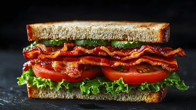 8K photo realistic BLT sandwich with crispy bacon lettuce tomato