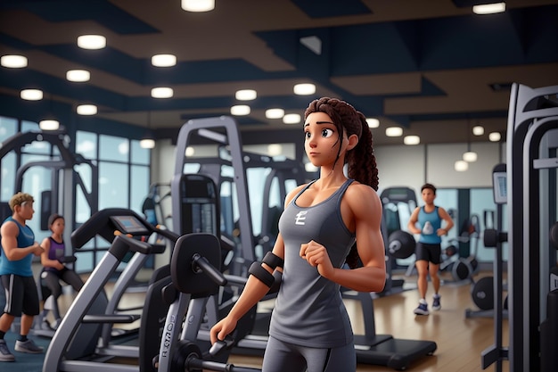 8K Realistic Image of Intense Workout in Modern Fitness Center