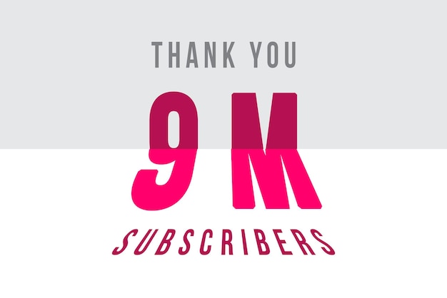 9 Million subscribers celebration greeting banner with tiled design