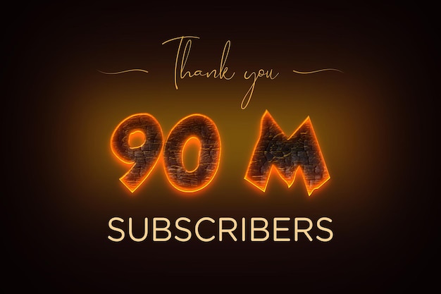 90 Million subscribers celebration greeting banner with coal design