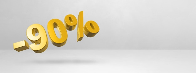 90 off discount offer 3D illustration isolated on white Horizontal banner