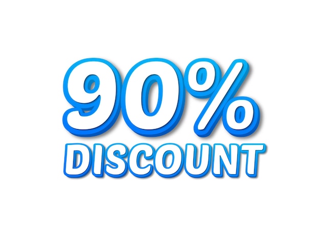 90 percent discount off 3d text image for promotion sale offer price cut white background for png