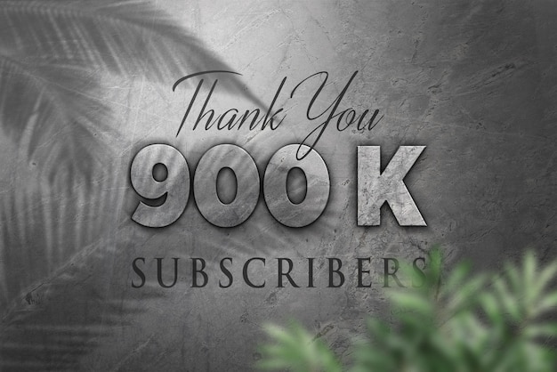 900 K subscribers celebration greeting banner with concrete design