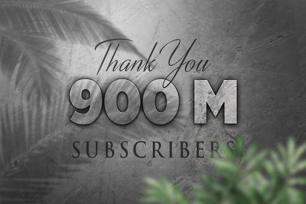 900 Million subscribers celebration greeting banner with concrete design