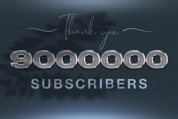 9000000 subscribers celebration greeting banner with chrome design