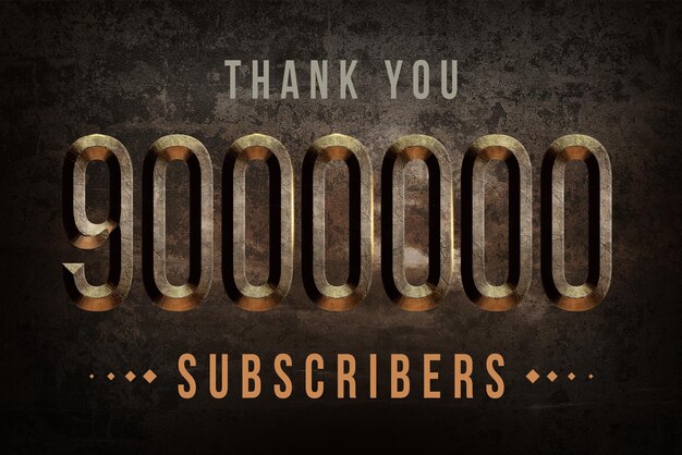 9000000 subscribers celebration greeting banner with historical design