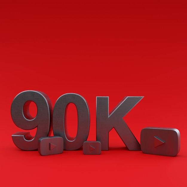 90k YouTube Followers Illustration 3D Render