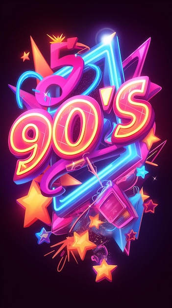 Photo 90s theme background in neon colors design