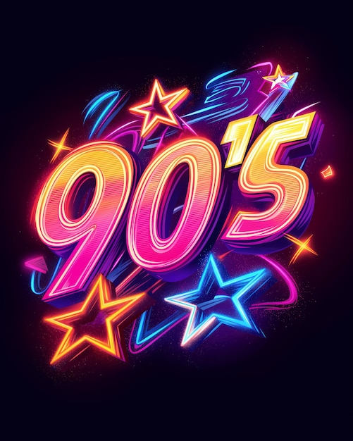 Photo 90s theme background in neon colors design