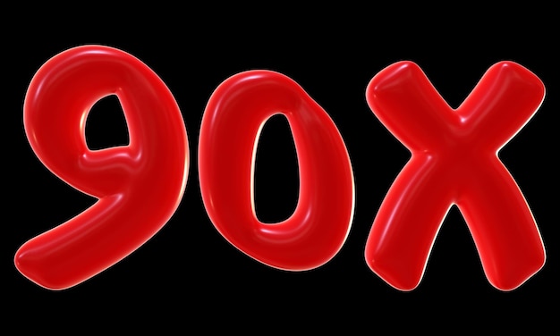 90x with red color isolated on black background for double and bonus concept