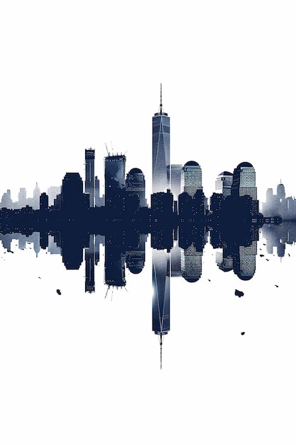 911 Patriot Day commemoration New York skyline with twin towers silhouette white background