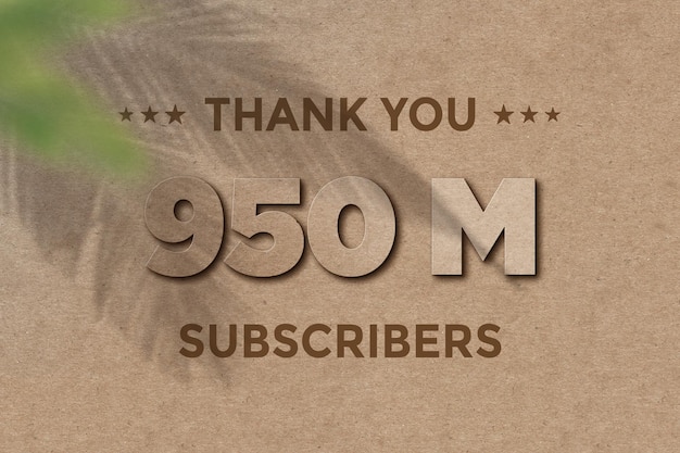 950 Million subscribers celebration greeting banner with card board design