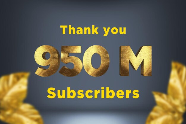 950 Million subscribers celebration greeting banner with gold design