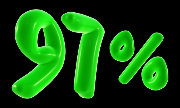 97 percent with green color for sale discount promotion and business concept