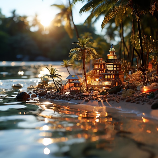 a_beach_with_sand_and_a_large_body_of_water_in_the_style