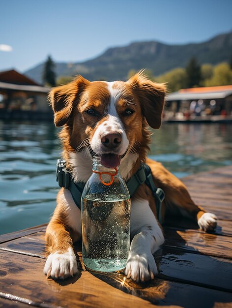 a_dog_with_sunglasses_next_to_a_water_bottle_in_the_styl